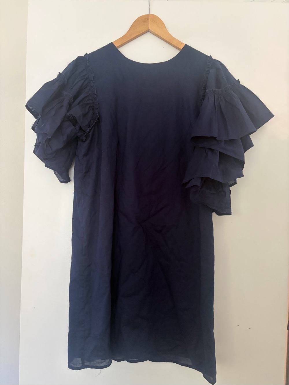 Mud Pie Navy Ruffle Sleeve Midi Dress